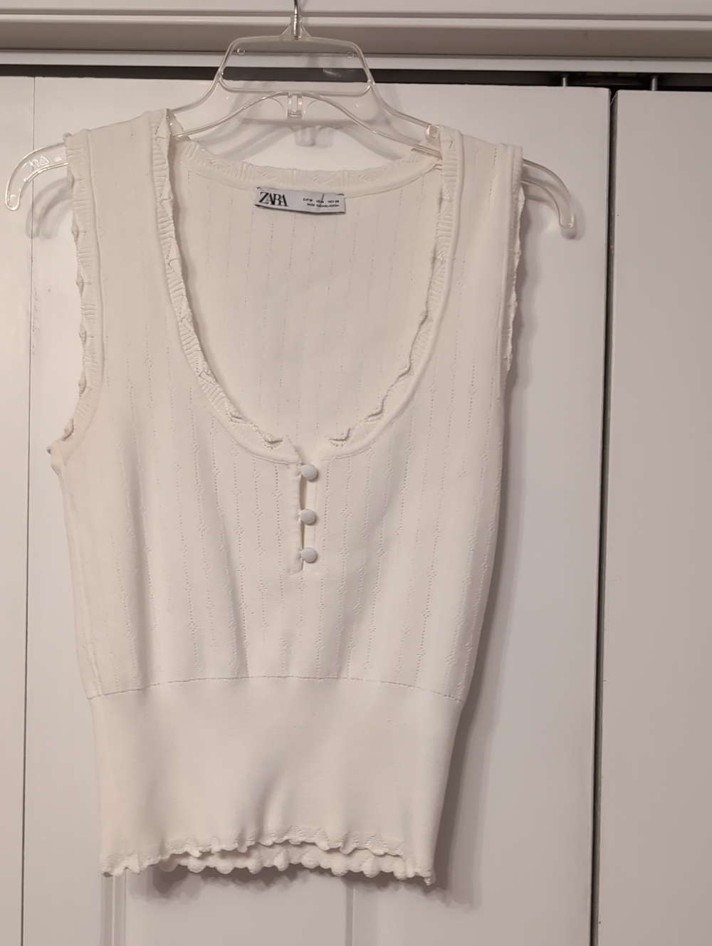 Zara White Pointelle Tank